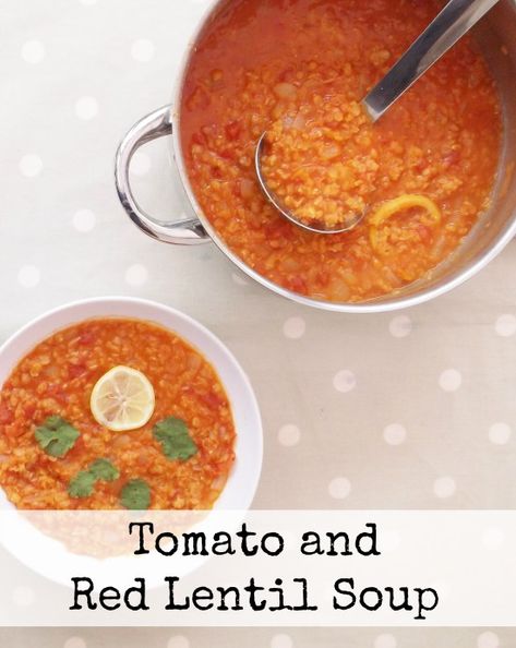 Tomato and Red Lentil Soup (Vegan) - Easy Peasy Foodie Cauliflower Soup Crockpot, Soup Recipes Cauliflower, Instant Pot Cauliflower Soup, Tomato And Lentil Soup, Instant Pot Cauliflower, Tomato Lentil Soup, Recipes Cauliflower, Creamy Soup Recipes, Vegan Lentil Soup