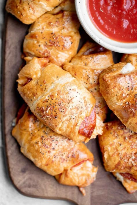 Recipe Crescent Rolls, Pepperoni Crescent Rolls, Pizza Crescent Rolls, Using Crescent Rolls, Grill Cheese Roll Ups, Pizza Roll Ups, Honey Garlic Meatballs, Pepperoni Pizza Rolls, Baked Coconut Shrimp