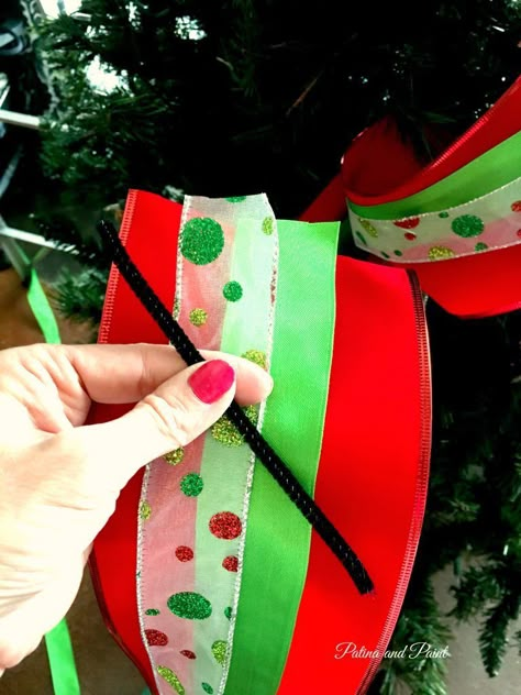 Homestead Christmas, Ribbon On A Christmas Tree, Grinch Trees, Movie Christmas, Christmas Tree Ribbon, Grinch Christmas Tree, Grinch Christmas Decorations, Tree Ribbon, Spode Christmas Tree