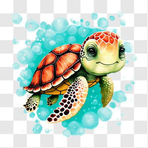 'This image features a delightful cartoon turtle swimming gracefully in a sea of bubbles. The vibrant colors and playful atmosphere create a whimsical scene that is sure to bring joy to any design. The turtle's gentle movements and the surrounding bubbles evoke a sense of innocence and vulnerability, highlighting the importance of protecting endangered species. Dive into this enchanting underwater world and let your imagination soar. Sea Turtle Cartoon, Turtle Cartoon, Cartoon Turtle, Turtle Swimming, Adorable Cartoon, Cartoon Images, Sea World, Endangered Species, Underwater World