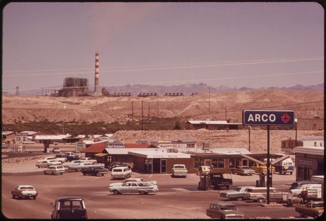 Mohave generating station. Bullhead City in foreground, May 1972 | by The U.S. National Archives Norwalk California, Bullhead City, Still Picture, Photo Maps, College Park, Auto Racing, Street Scenes, Historical Photos, A Job