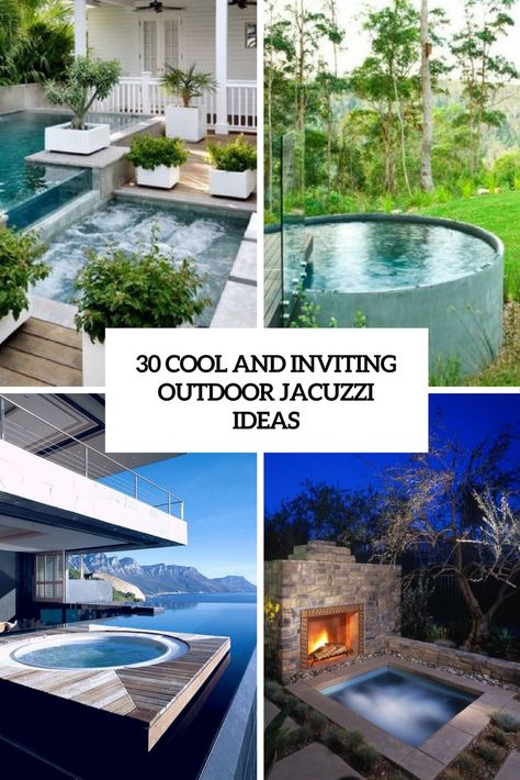 30 Cool And Inviting Outdoor Jacuzzi Ideas Outdoor Jacuzzi Ideas, Jacuzzi Outdoor Ideas, Garden Jacuzzi Ideas, Jacuzzi Covers, Jacuzzi Ideas, Cool Backyard, Outdoor Jacuzzi, Jacuzzi Room, Hot Tub Landscaping