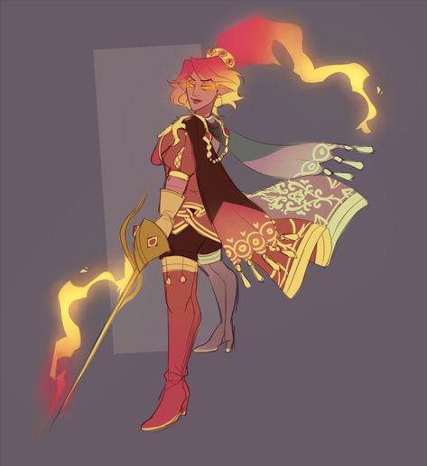 Fire Characters Design, Sunset Character Design, Fire Genasi Woman, Fire Hair Oc, Fire Elemental Character Design, Fire Genasi Female Dnd, Elemental Character Design, Genasi Character Art, Fire Warlock