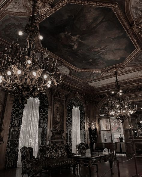 Victorian Goth Room, Royal Aesthetic Castle, Classical Academia, Ramshackle Dorm, Kingdom Of The Cursed, Victorian Gothic Aesthetic, Baroque Interior Design, Victorian Gothic Decor, Victorian Castle