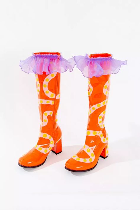 Kidcore Shoes, Womens Boots Flat, Orange Fits, Funky Shoes, Gogo Boots, Floral Pants, Shoe Closet, Womens Boots Ankle, Goldfish