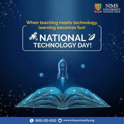 At #NIMSUniversity we believe that Technology is the solution to all our potential learning problems! Today, we celebrate the day which makes all the other days run smooth and hassle-free!  #NIMSJaipur #HappyNationalTechnologyDay #NationalTechnologyDay2020 #Technology #TechDay #FutureIsTechnology #AdvancedLearning #ArtificialIntelligence #BestUniversity #TopUniversity #TopRankedUniversity #TopRankedUniversityRajasthan #Jaipur Technology Day Creative Ad, Technology Day, Ads Creative Advertising Ideas, Advertising Ideas, Best University, Top Universities, Creative Ads, Ads Creative, Creative Advertising