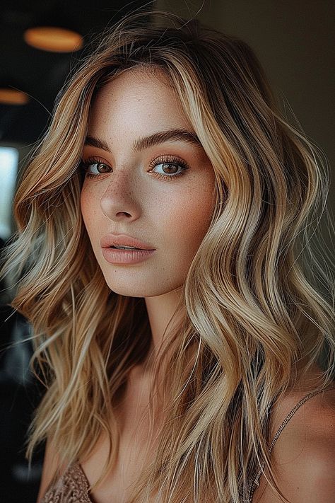 Waves With Middle Part, Perfect Middle Part, Dimensional Blonde Highlights, Middle Part Curls, Best Curly Haircuts, Long Haircuts With Bangs, Cascading Layers, Voluminous Waves, Short Haircuts With Bangs