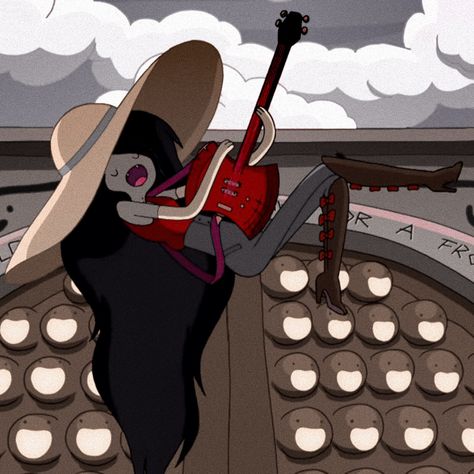 Marceline Guitar Tattoo, Marceline Playing Guitar, Marceline With Guitar, Marceline Floating, Marceline Pfp, Marceline Cosplay, Marceline Adventure Time, Adventure Time Style, Adventure Time Tattoo