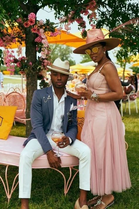 Royalty Attire Women, Garden Tea Party Outfit Black Women, Roc Nation Brunch Outfit Women, Derby Couple Outfits, Kentucky Derby Black Women, Black Women Tea Party, Kentucky Derby Couples Outfits, Tea Party Outfits For Black Women, High Tea Party Outfit