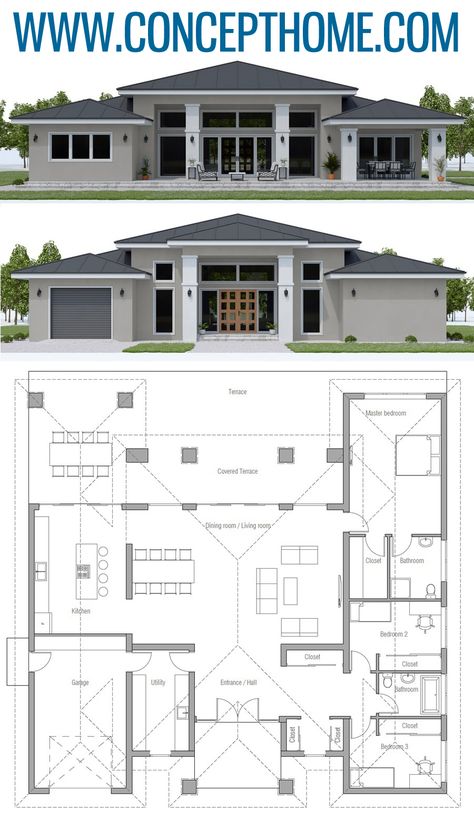 Home Plans, House Plans, Floor Plans #architecture #homeplans #houseplans #floorplans #homedecor Floor Plan Architecture, House Projects Architecture, Plan Home, Plan Floor, Plan Architecture, Floor Bloxburg, Modern Bungalow House, House Plan Gallery, Architectural Design House Plans