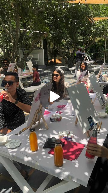 Paint Bar on Instagram: "We hosted a Sip and Paint brunch! ✨ And then ofcourse got all of them to dance! Join us for our next workshop! Book your tickets on www.paintbarblr.com or at discounted prices from @thewhiteboxco.in Venue : @farmhousesocial Food and beverages : @obecocktails @sunfeastbakedcreations Video : @virtuoso_media" Paint And Sip Videos, Sip And Paint Studio, Sip And Paint, Paint Bar, Sip N Paint, Music Painting, Painting Workshop, Paint And Sip, Food Styling