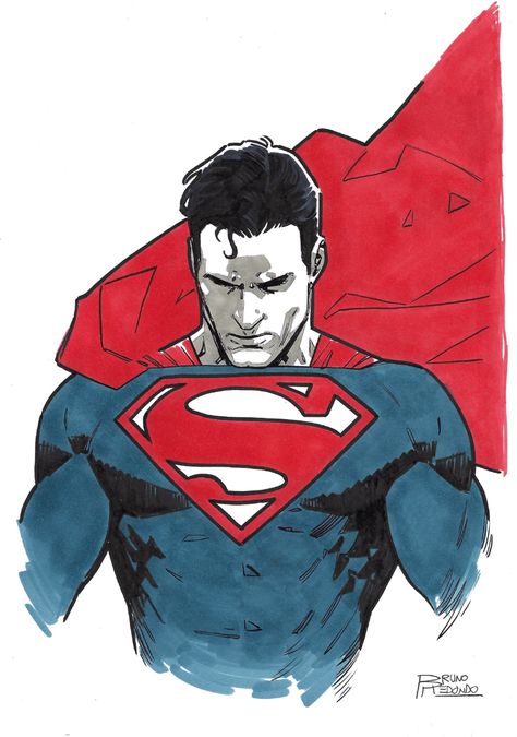 Super Man Comic Art, Bruno Redondo Art, Dc Comics Drawings, Dc Comics Art Drawings, Superman Poses, Superman Art Drawing, Superman Concept Art, Dc Comic Art, Superman Sketch