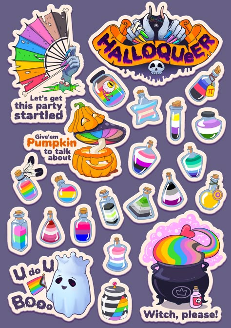 Halloween Pride Wallpaper, Queer Halloween, Pride Parade Ideas, Pride Halloween, Animated Clothes, Pride Stuff, Memes Random, Pride Stickers, Halloween Icons