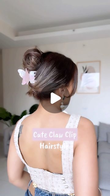 Shalini Samuel on Instagram: "Cute Claw Clip Updo 🌸
.
Comment ‘ClawClip’ for direct product link in your DMs ✨
.
.
.
.
#cutehairstyles #clawclip #clawcliphairstyle #bun #updo #butterflyclips #hair #hairstyle #hairtutorial #easyhairstyles #quickhairstyles #holidayhair #everydayhairstyle" Claw Clip Hairstyles Straight Hair, Claw Clip Hairstyles Short Hair, Claw Clip Updo, Claw Clip Bun, Clip Updo, Bun Updo, Clip Hairstyles, Butterfly Clips, Holiday Hairstyles