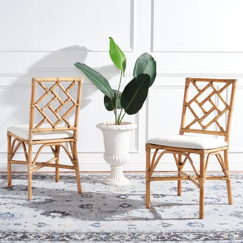 Bay Isle Home Tyndalls Park Rattan Accent Chair & Reviews | Wayfair White Accent Chair, Accent Chair Set, Bamboo Chair, Parsons Chair, Upholstered Accent Chairs, Wayfair Furniture, Parsons Chairs, Motif Design, Kitchen Chairs