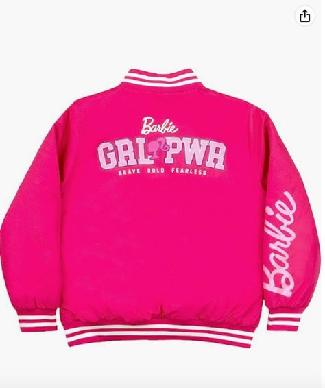 (amazon affiliate) Barbie Varsity Jacket, Pink Hooded Outerwear With Letter Print, Barbie Jacket, Pink Long Sleeve Puffer Jacket With Zipper Closure, Jacket For Girls, Girls Girl, Girls Jacket, Barbie Girl, Zip Up