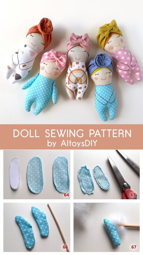 Tiny Rag Doll Sewing Pattern PDF & Tutorial - Easy Cloth Doll 8 inch Turban Sewing Pattern, Rag Doll Sewing Pattern, Doll Making Cloth, Doll Patterns Free, Handcrafted Dolls, Handmade Stuffed Animals, Cloth Dolls Handmade, Rag Doll Pattern, Doll Diy Crafts