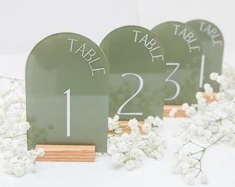 Rustic acrylic table numbers - Etsy Acrylic Table Number, Green Themed Wedding, Sage Wedding, Wedding Numbers, Sage Green Wedding, Future Wedding Plans, Acrylic Wedding, Lavender Wedding, Mesa Az