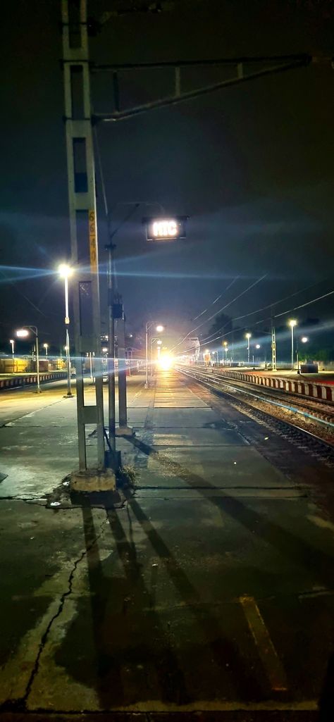 Meerut City Railways Station Of Indian Railways night view of an entering train Railway Station Night, Meerut City, Indian Railway Train, Indian Railways, Mecca Wallpaper, Night View, Railway Station, Mecca, Train