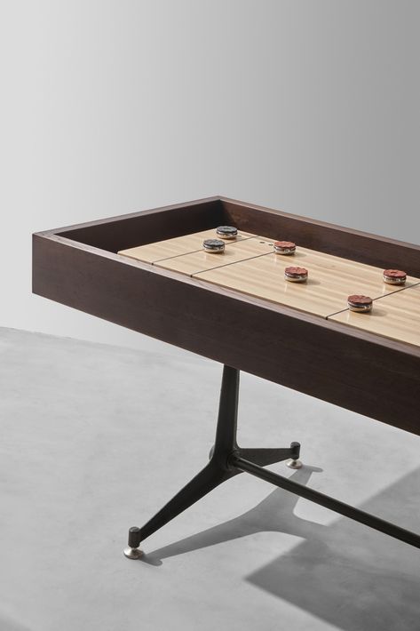 Shuffleboard Table District Eight, Shuffleboard Tables, Shuffleboard Table, Sports Room, Recreation Centers, Indoor Games, Classic Games, Stitching Leather, Drafting Desk