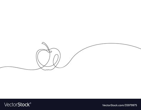 Loose Sketches, Apple Tattoo, Linear Illustration, One Line Tattoo, Drawing Black And White, Nyc Tattoo, Apple Vector, Black And White Vector, Nutrition Science