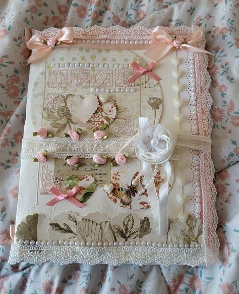 Coquette Journal, Coquette Doll, Scrapbook Cover, Sketchbook Cover, Pretty Journals, Art Journal Therapy, Cute Journals, Pink Yoga, Diary Ideas