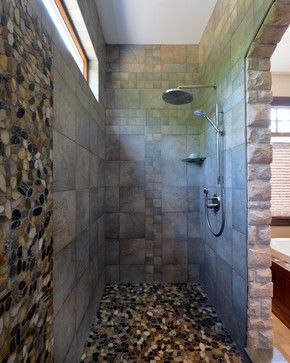 Shower River Rock Bathroom, Rustic Tile, Stone Bathroom, Small Apartment Design, Hotel Interior Design, House Design Photos, Beautiful Interior Design, Luxury House Designs, Ideas Pictures