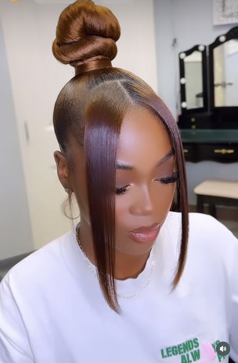 Three Bun Hairstyle, Updos For African American Women, Black And Blonde Ponytail Weave, Pony Bun Hairstyle, Sleek Ponytails For Black Women, Pincurl Ponytail Updo Black Women, Cornrow Ponytail Styles 2024, Ponytail Bangs Hairstyles, Ponytail Hairstyles For Black Women Updo