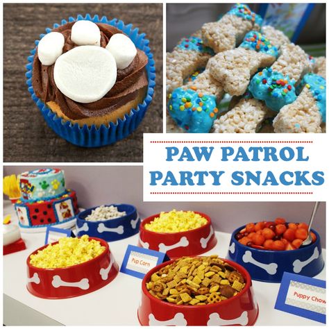 Puppy Party Food, Paw Patrol Party Food, Diy Paw Patrol, Paw Patrol Party Ideas, Paw Patrol Birthday Party Ideas, Paw Patrol Birthday Decorations, Kids Birthday Party Food, Paw Patrol Birthday Cake, Birthday Party Snacks