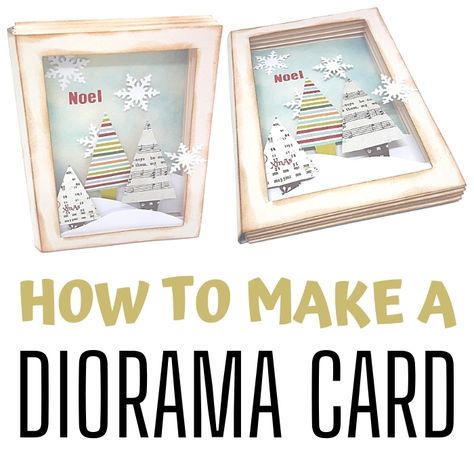 How to make a diorama card with 3D layered scene Diorama Cards Tutorials How To Make, Diorama Cards Tutorials, Diorama Cards, Christmas Card Tutorials, Card For Christmas, Fancy Fold Card Tutorials, Christmas Card Inspiration, Fold Cards, 3d Cards