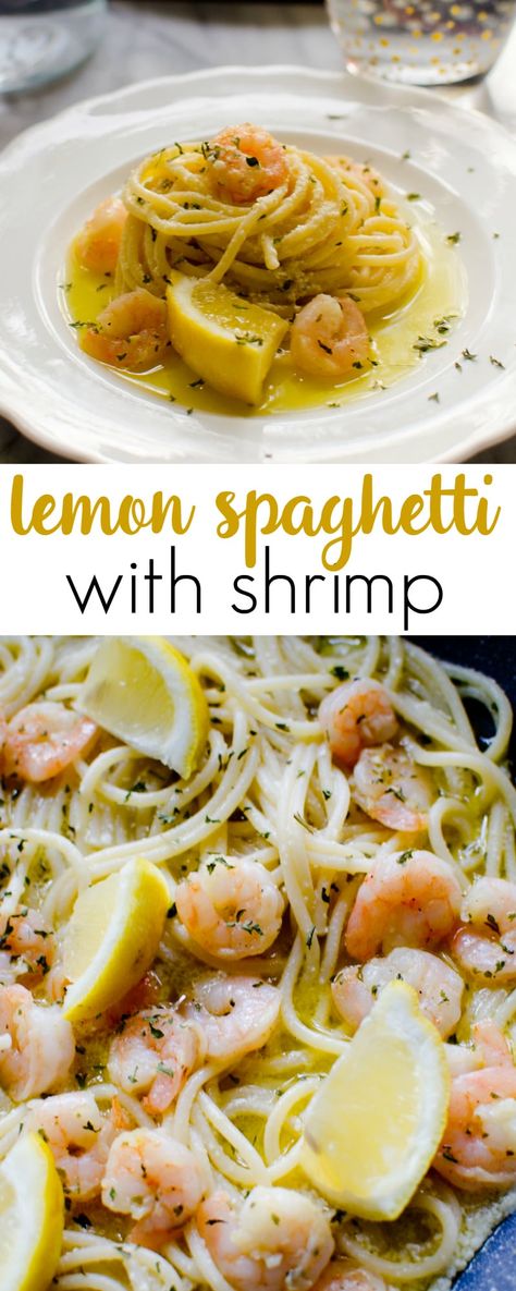 Chalkboard Specials, Spaghetti With Shrimp, Lemon Spaghetti, Recipes Shrimp, Weekday Dinner, Shrimp Scampi, Shrimp Pasta, Fancy Food, Spaghetti Recipes