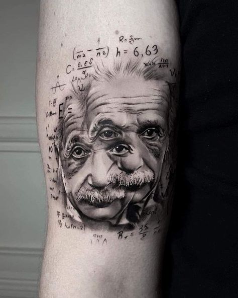 Albert Einstein Tattoo, Einstein Tattoo, Tech Tattoo, Thumb Tattoos, Vintage Vw Bus, Old Tattoos, Side Tattoos, Book Tattoo, Vintage Vw