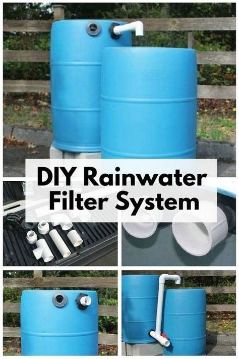 Create you own DIY Rainwater Filter System and filter the water of harmful pollutants. It is not recommended for drinking, but great for gardening and cleaning. Water Collection System, Water From Air, Rainwater Harvesting System, Water Barrel, Rainwater Harvesting, Water Collection, Diy Water, Rain Barrel, Rain Water Collection