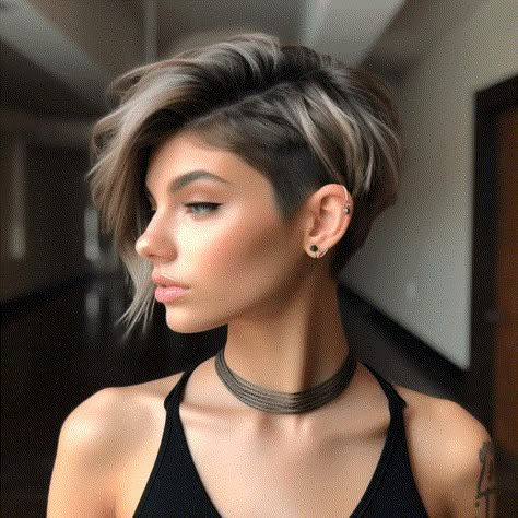 Edgy Short Haircuts, Edgy Short Hair, Edgy Hair, Penteado Cabelo Curto, Undercut Hairstyles, Short Blonde Hair, Short Hair Haircuts, Bob Haircuts, Shaved Hair