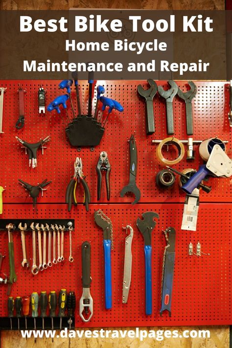 Create the best bike tool kit for your home with this guide on the best bike tools for bicycle maintenance and repair. #cycling #biking #bicycles Bike Repair Shop, Bike Touring Gear, Bike Tool Kit, Bike Maintenance, Cycling For Beginners, Bicycle Tools, Bike Touring, Bicycle Repair, Bicycle Painting