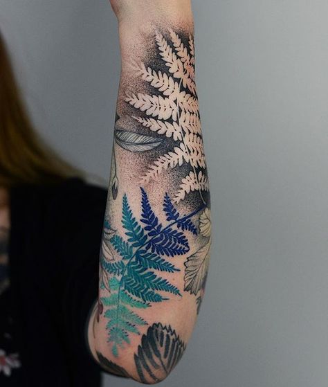 Ferns in negative and colours 🌿🌿 @nasza_tattoo_shop #tattoo #ink #tattoos #fern #plant #forest #magic #wroclaw #poland #graphic #freehand Fern Tattoo, Model Tattoo, Tattoo Themes, Tattoo Trend, Forest Tattoos, Plant Tattoo, Initial Tattoo, Sleeve Ideas, Tatuaje A Color