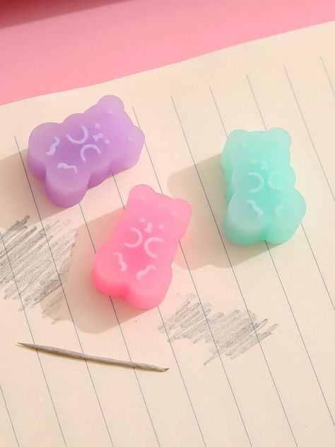 10pcs Cartoon Bear Shaped Eraser | SHEIN USA Cool Stationary, Pretty School Supplies, School Suplies, Stationery Obsession, Cute Stationary School Supplies, Cute School Stationary, Kawaii School Supplies, School Tool, Cool School Supplies