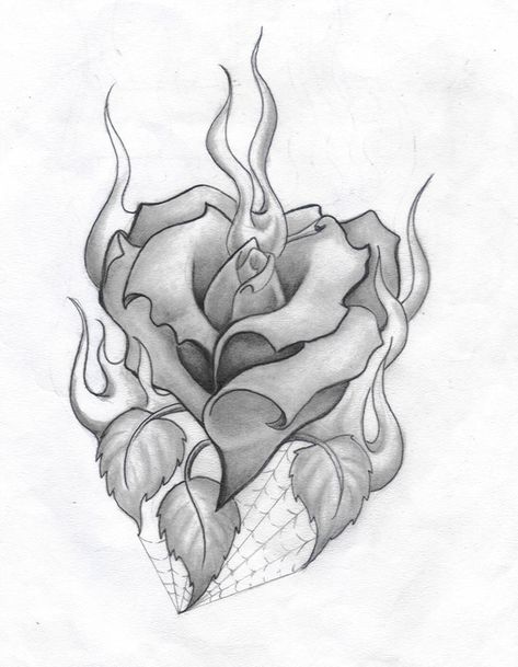 Badass Drawings, Burning Rose, Desenhos Love, Rose Drawing Tattoo, Rose Sketch, Reference Art, Skulls Drawing, Drawing Tattoo, Flower Art Drawing