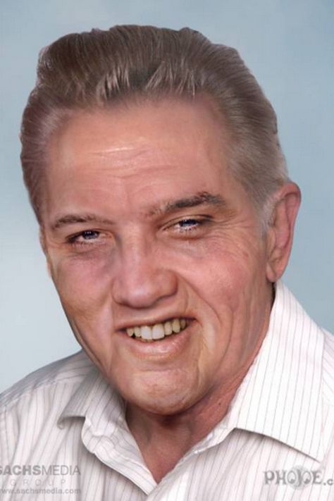 Elvis Presley. | What Deceased Music Legends Would Look Like If They'd Made It To Old Age ... These are incredibly disturbing. Elvis Today, Dennis Wilson, Karen Carpenter, Age Progression, Bobby Darin, Elvis Presley Pictures, Elvis Presley Photos, Priscilla Presley, Janis Joplin