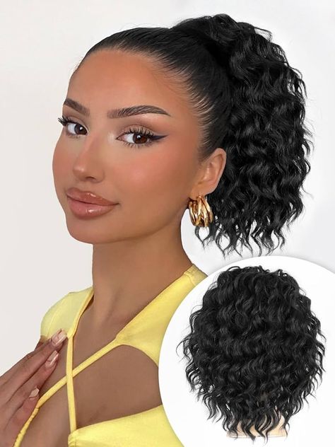 Amazon.com : ALXNAN Wavy Curly Ponytail Extension, 8" Ombre Brown to Blonde Drawstring Ponytail for Black Women Short Soft Natural Synthetic Hairpiece Thick For Daily Use : Beauty & Personal Care Ombre Brown To Blonde, Ponytail For Black Women, Curly Ponytail, Drawstring Ponytail, Ponytail Extension, Brown Ombre, Brown To Blonde, Soft Natural, Wigs Hair Extensions