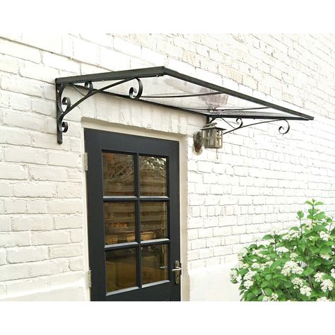 Metal Door Awning, Awning Over Door, Front Door Awning, Door Overhang, House Awnings, Door Awning, Polycarbonate Panels, Door Canopy, Door Awnings