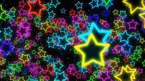 2000s Vibes Wallpaper, Twitter Header Trippy, Rainbow Gif, Scene Pfp, Neon Stars, Star Gif, Gif Background, Star Overlays, Scene Aesthetic