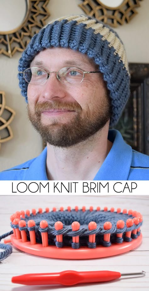 Loom Knitting Patterns Hat, Solid Color Crochet, How To Loom Knit, Loom Knitting For Beginners, Round Loom Knitting, Circle Loom, Loom Hats, Loom Knitting Tutorial, Crochet Mens Hat