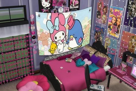 Sims 4 Tapestry, Sims 4 Tapestry Cc, Sanrio Bed, Sims Decor, Sims 4 Anime, Sims 1, Ts4 Cc, Sims House, Sims 4 Cc