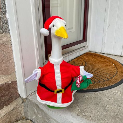 A Holiday Porch Goose Is All I Want for Kitschmas Porch Goose Clothes Diy, Porch Goose Clothes, Goose Outfits, Porch Goose, Restaurant Trends, Goose Clothes, Christmas Goose, Clothes Diy, Christmas Porch