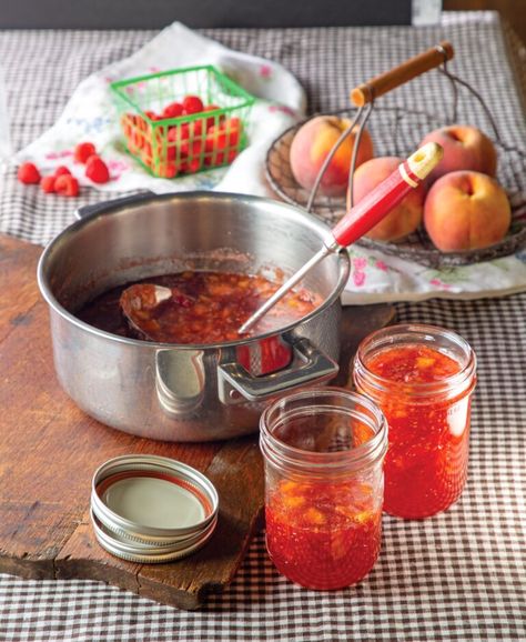 Peach-Raspberry Jam – Garden & Gun Grilled Okra, Lebanon Food, Raspberry Jam Recipe, Peach Jelly, Peach Raspberry, Canning Tips, Peach Jam, Jam Recipe, Peach Recipe