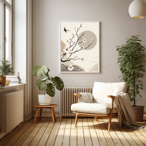 Elevate your space with this exquisite Japandi-inspired wall art, a harmonious fusion of Japanese simplicity and Scandinavian minimalism. This artwork, bathed in neutral beige tones, seamlessly blends tranquillity with modern elegance. The delicate cherry blossoms, meticulously rendered, stand as a symbol of fleeting beauty and the timeless essence of nature. The neutral beige palette creates a calm and inviting atmosphere, allowing this piece to effortlessly complement any interior with a touch of sophistication. Introduce the calming allure of Japandi style to your living space with this minimalist wall art. The neutral beige hues create a serene focal point that invites mindfulness and appreciation for the understated beauty in every moment. ✨ Available in sizes: *2:3 Aspect ratio file Japanese Simplicity, Palette Beige, Estilo Japandi, Beige Palette, Cherry Blossom Wall Art, Japandi Art, Modern Apartment Decor, Beige Wall Art, Japandi Decor