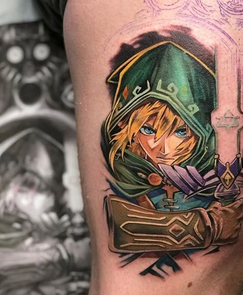 Link Tattoo Ideas, Link Tattoo, Video Game Tattoos, Sneaky Link, Zelda Tattoo, Gamer Tattoos, Nerd Tattoo, Video Game Tattoo, Wrist Tattoos For Guys