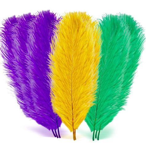 Diy Party Costumes, Mardi Gras Party Decorations, Carnival Crafts, Mardi Gras Centerpieces, Purple Feathers, Mardi Gras Crafts, Party Decoration Items, Carnival Decorations, Table Centerpiece Decorations