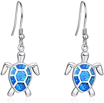 KINGWHYTE Turtle Earrings for Women Girls S925 Sterling Silver Opal/Abalone Shell Sea Turtle Earrings Hawaii Beach Jewelry Gifts for Turtle Lover Mother Daughter Jewelry For Mom, Blue Opal Earrings, Womens Earrings, Turtle Earrings, Animal Earrings, Hypoallergenic Earrings, Opal Earrings, Delicate Earrings, Accessories Jewelry Earrings